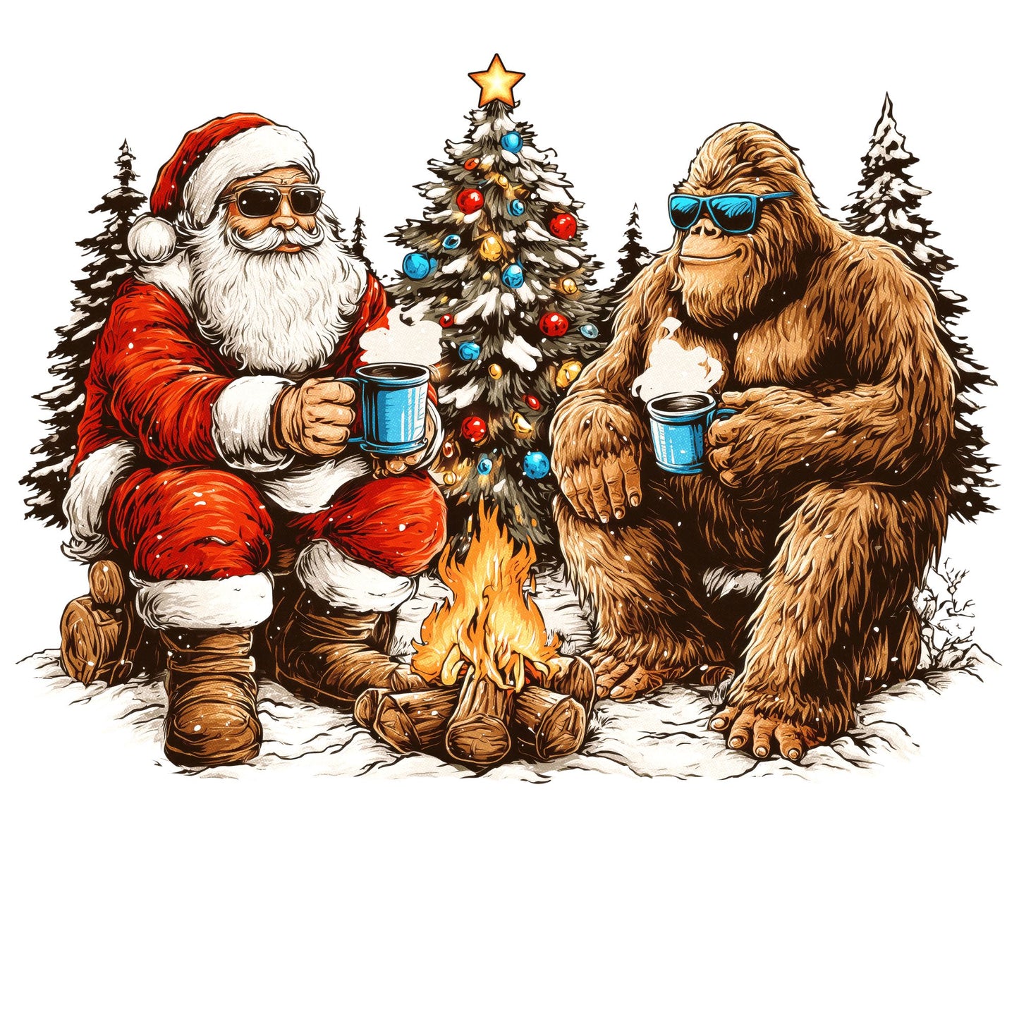 Santa and Bigfoot DTF Transfer