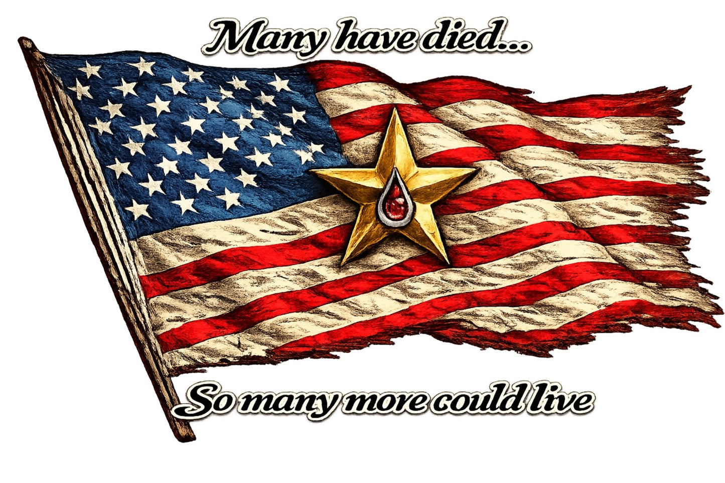 American Flag Gold Star DTF Transfer