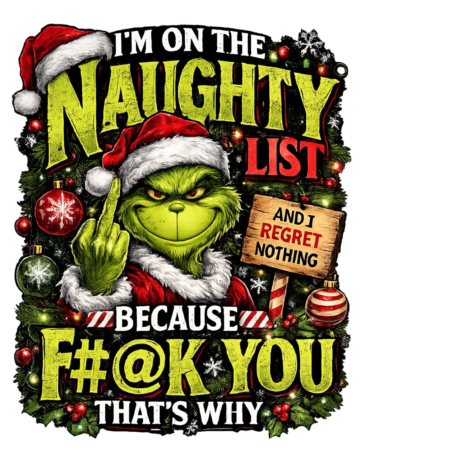 Grinch on Naughty List DTF Transfer