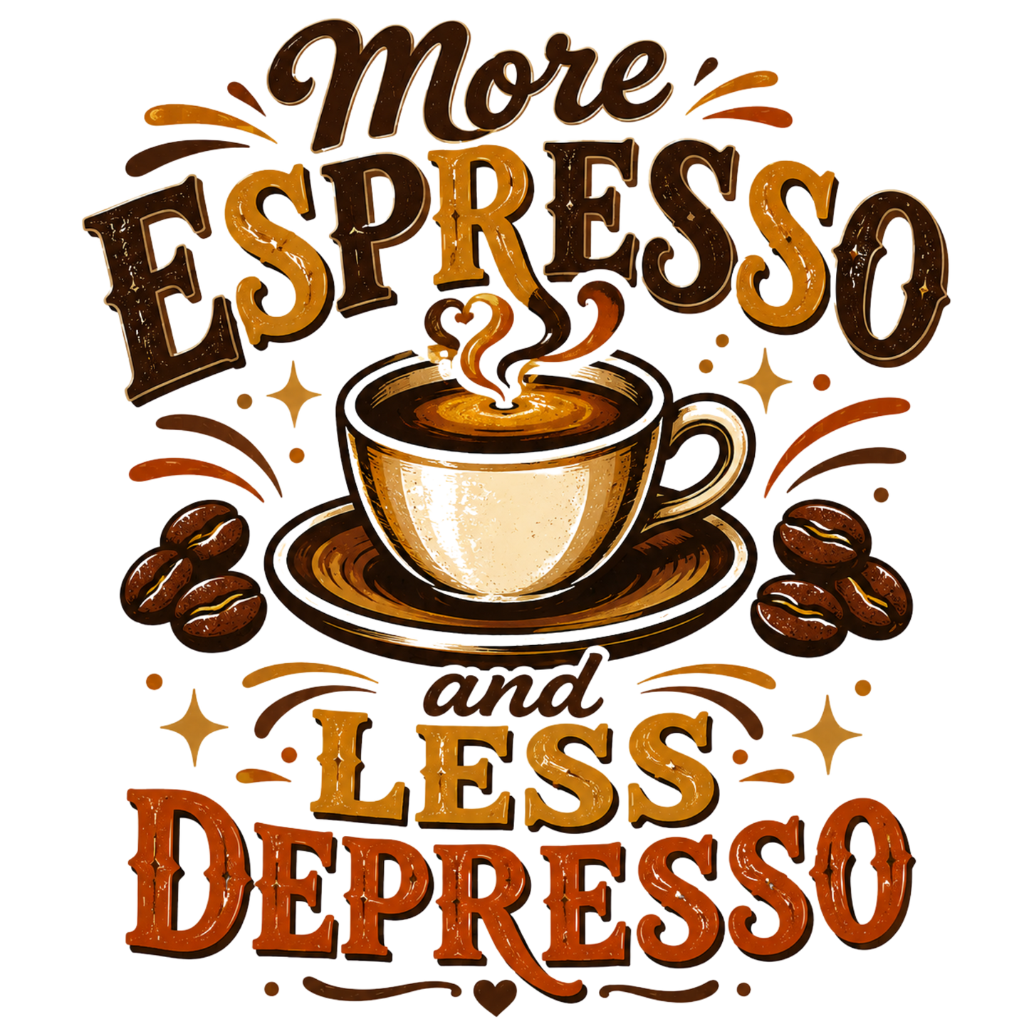 More Espresso Less Depresso DTF Transfer