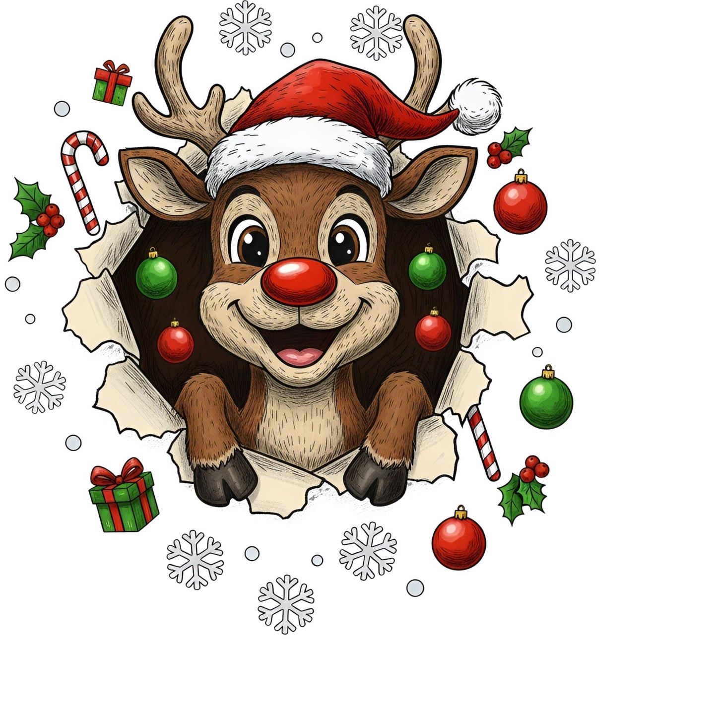 Reindeer Front and Back-Front Image DTF Transfer